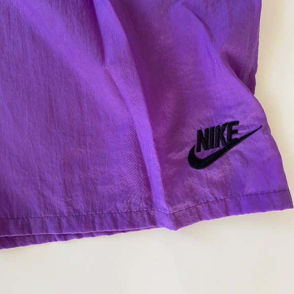 Vintage 90s Nike Swim Shorts Mens XL Purple Swoosh Logo Gray Tag Lined Trunks - Picture 2 of 11